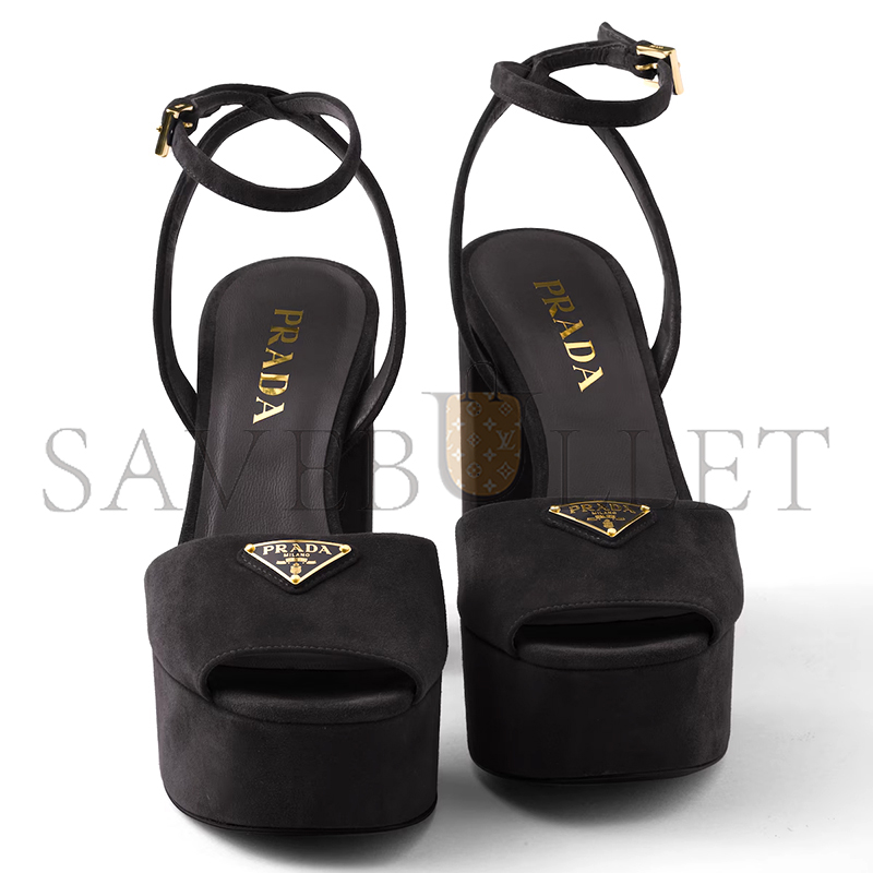PRADA SUEDE PLATFORM SANDALS 1XP48B